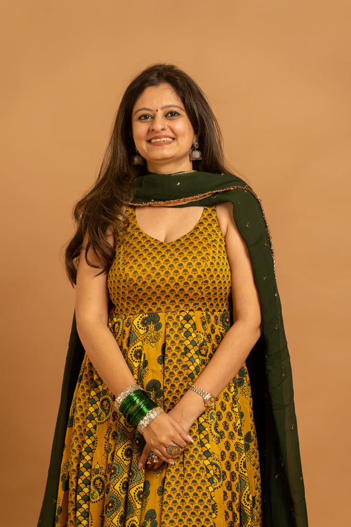 Ajrakh Anarkali set - Anjanase