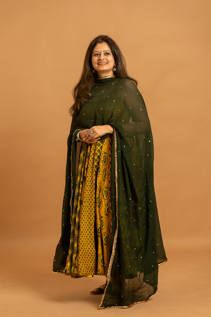 Ajrakh Anarkali set - Anjanase