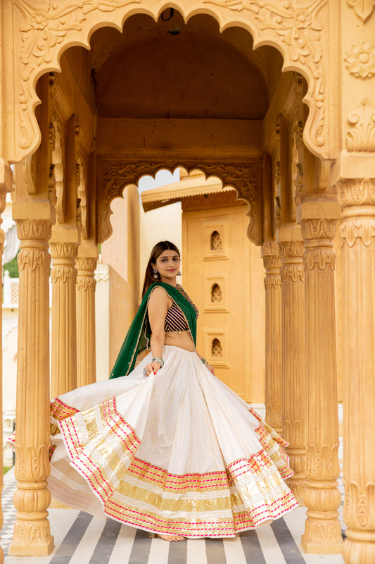 White Leheriya Skirt