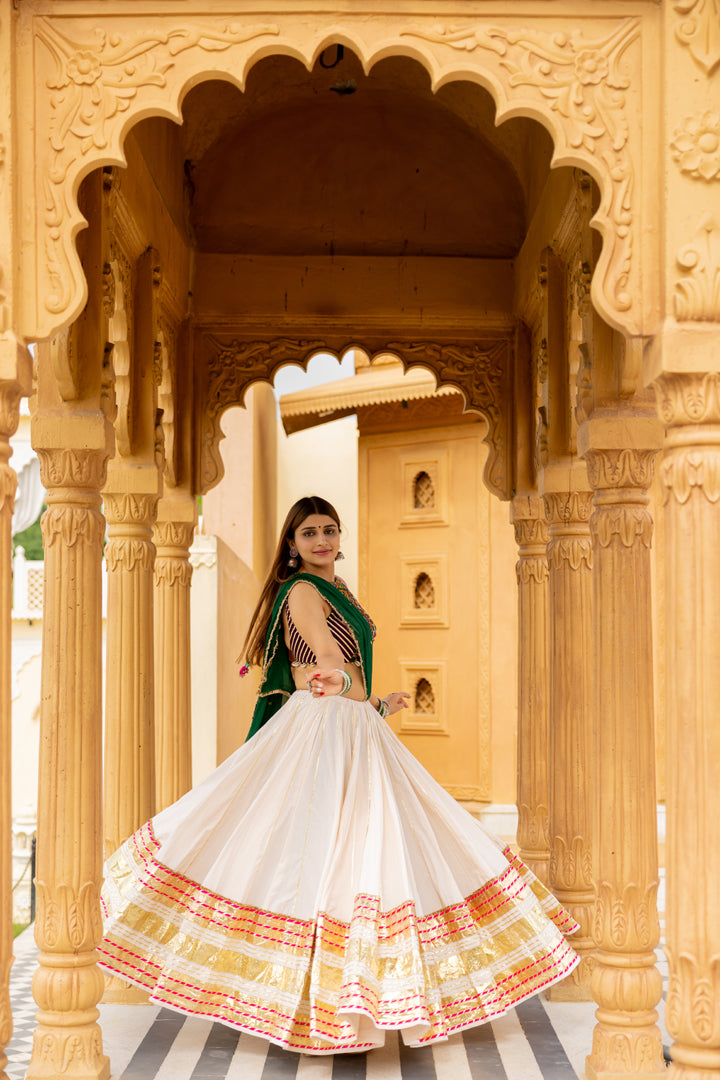 White Leheriya Skirt