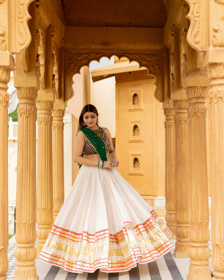 White Leheriya Skirt