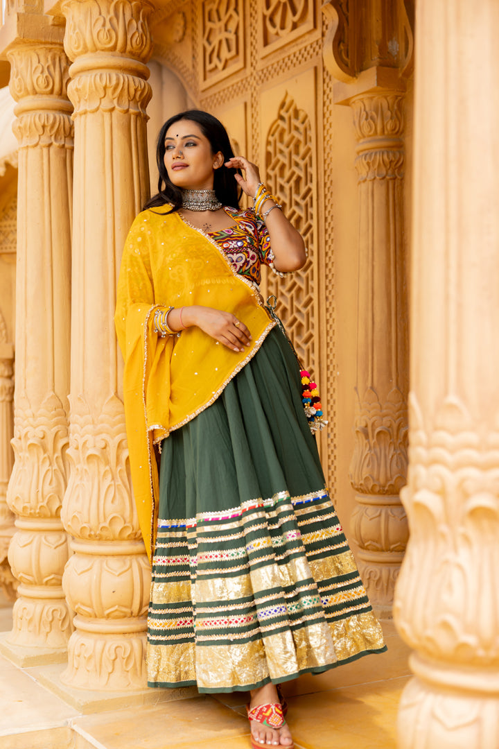 Bottle Green Gradation Lehenga Set