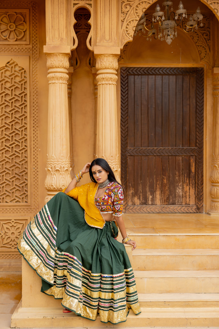 Bottle Green Gradation Lehenga Set