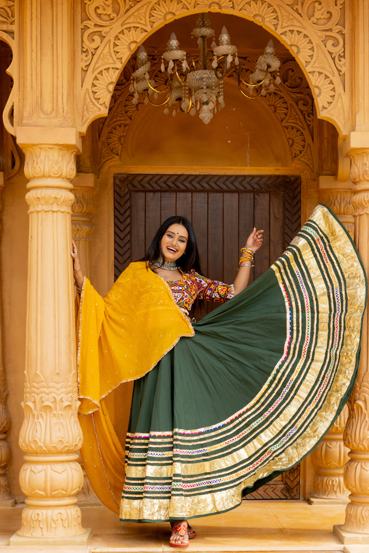 Bottle Green Gradation Lehenga Set