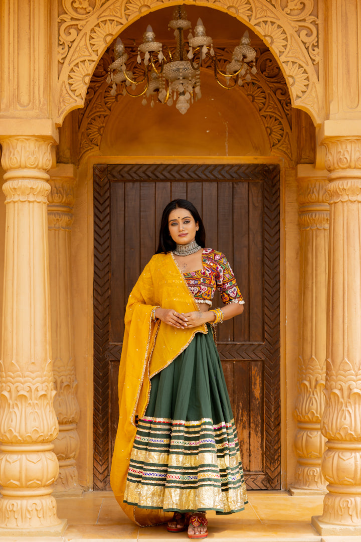 Bottle Green Gradation Lehenga Set