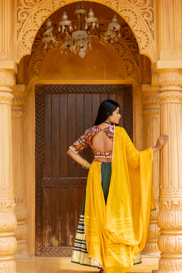 Bottle Green Gradation Lehenga Set