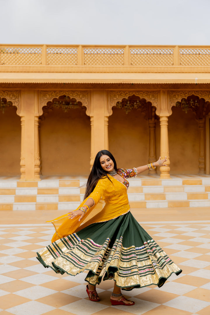Bottle Green Gradation Lehenga Set