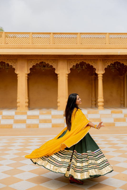 Bottle Green Gradation Lehenga Set