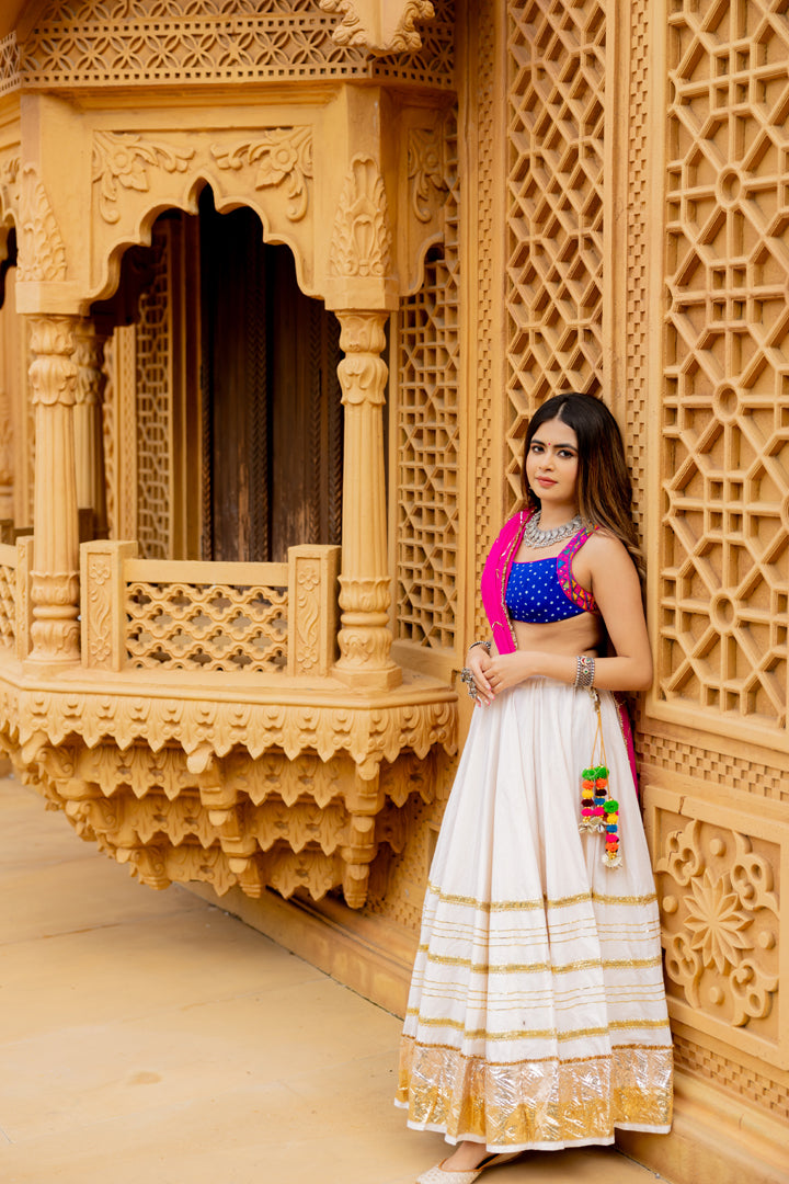 White Gradation Lehenga Set