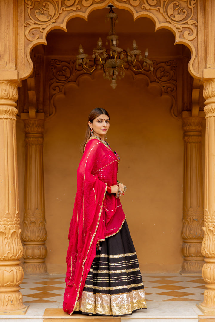 Black Toi Gradation Lehenga Set