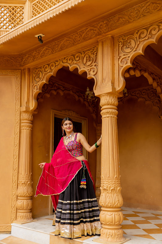 Black Toi Gradation Lehenga Set