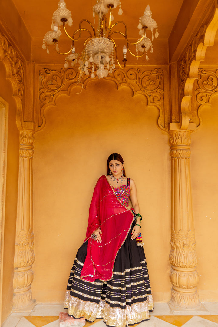 Black Toi Gradation Lehenga Set