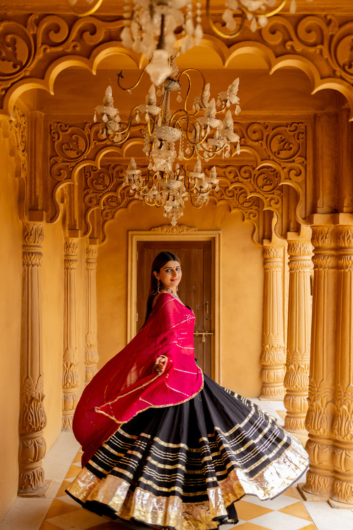 Black Toi Gradation Lehenga Set