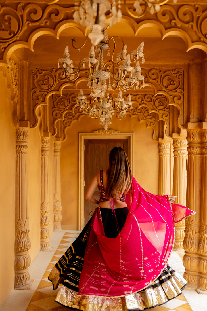 Black Toi Gradation Lehenga Set