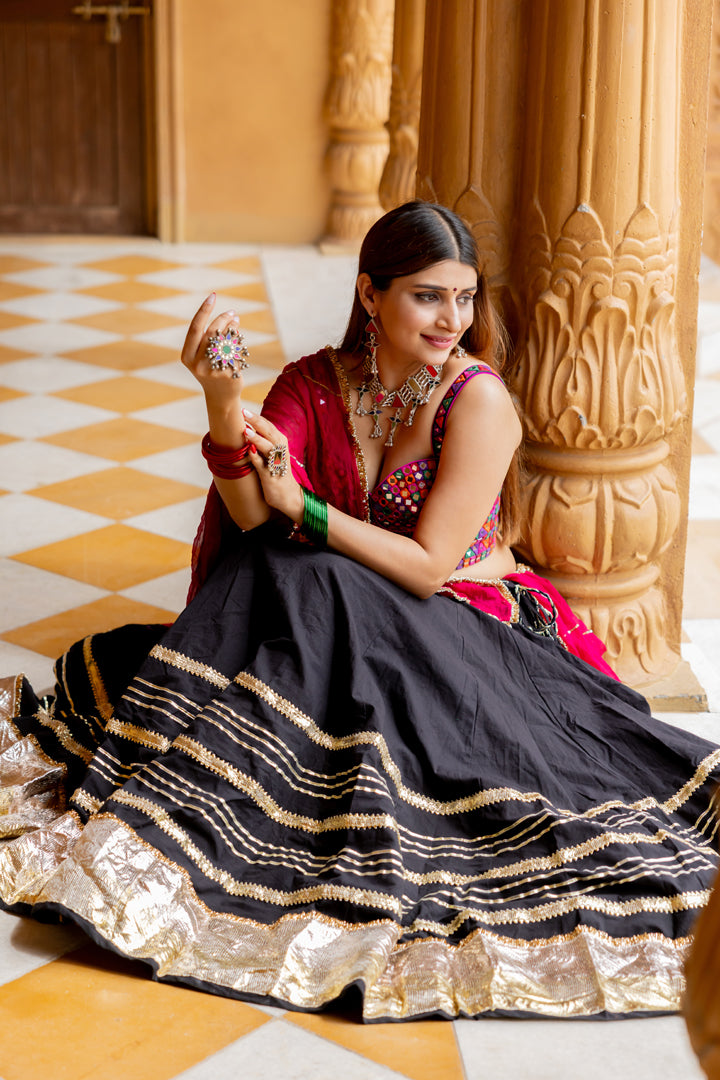 Black Toi Gradation Lehenga Set