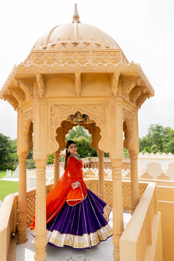 Purple Cotton Lehenga Set