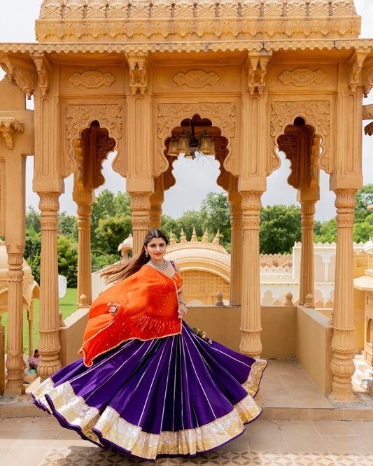 Purple Cotton Lehenga Set