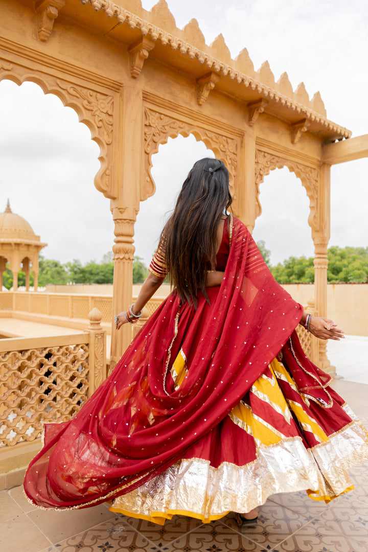 Maroon Cotton Lehenga Set