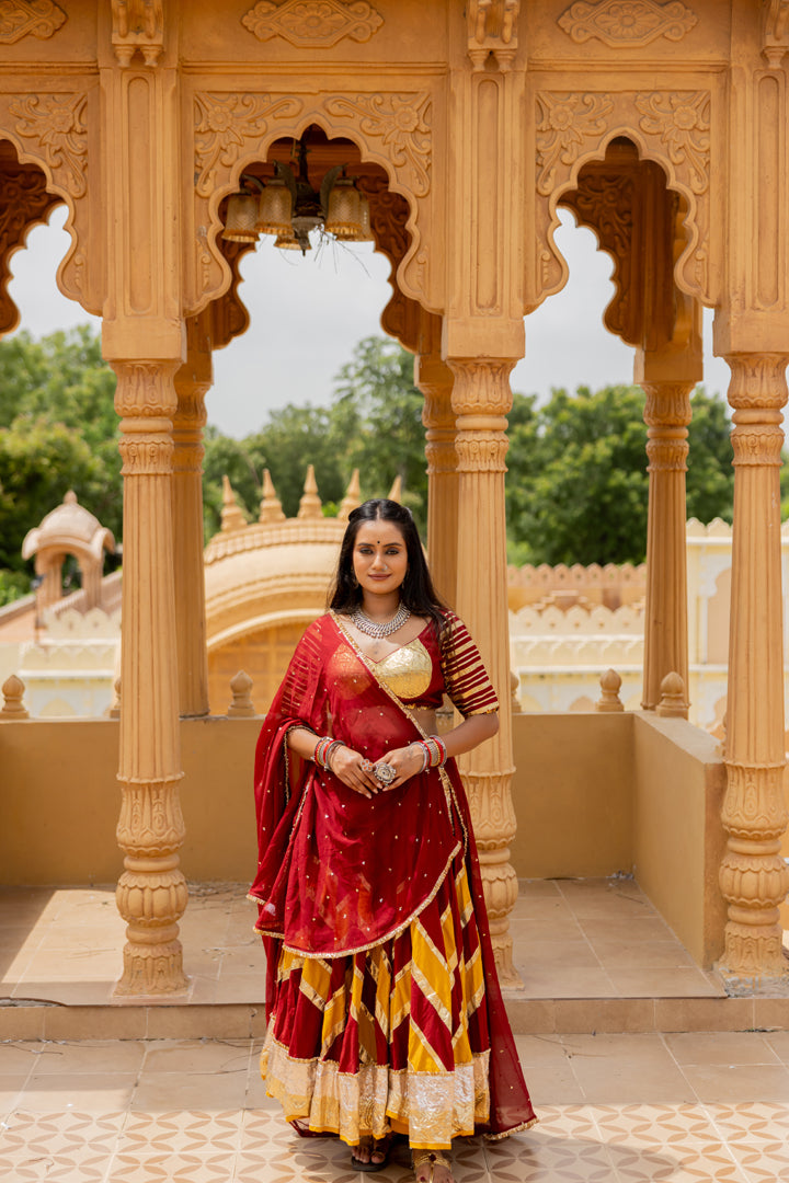 Maroon Cotton Lehenga Set