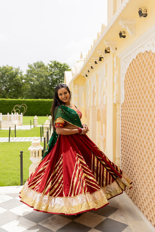 Maroon Cotton Lehenga Set