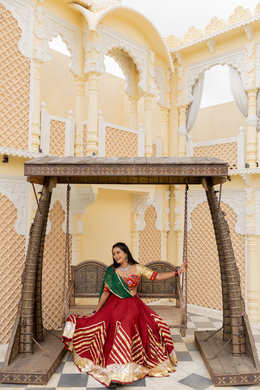 Maroon Cotton Lehenga Set