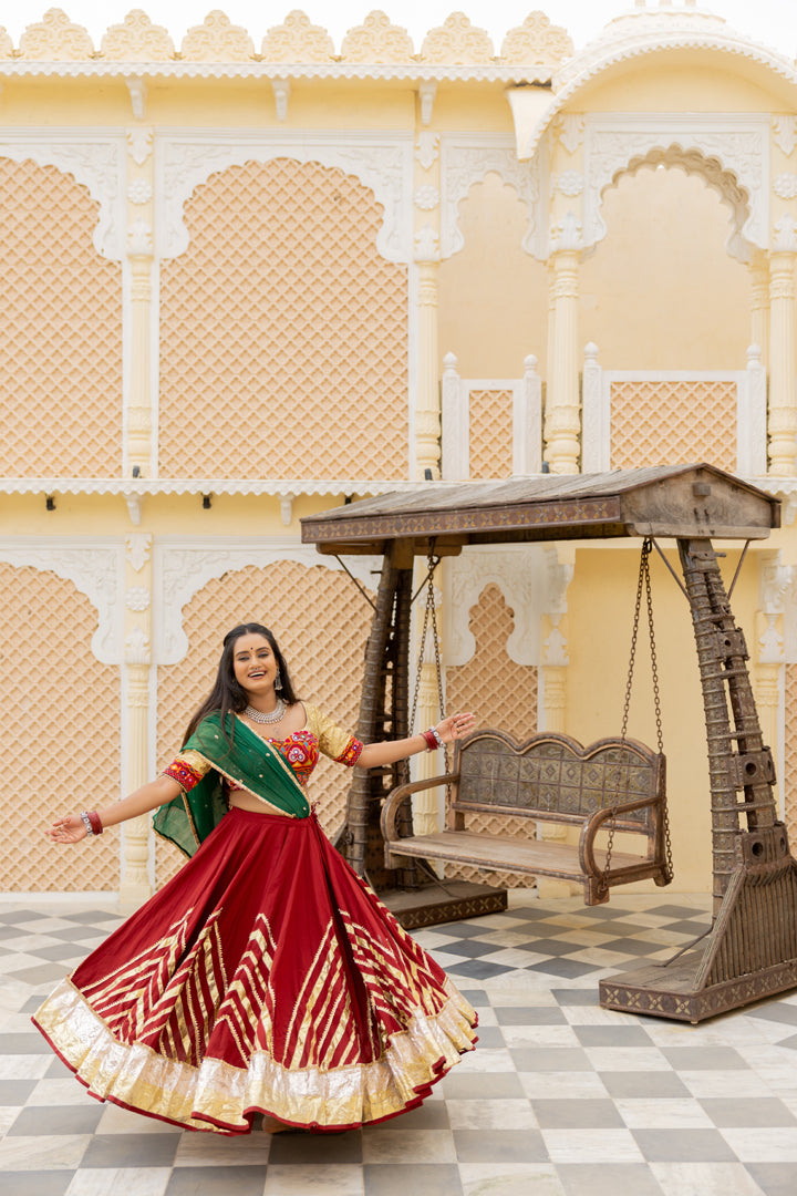 Maroon Cotton Lehenga Set