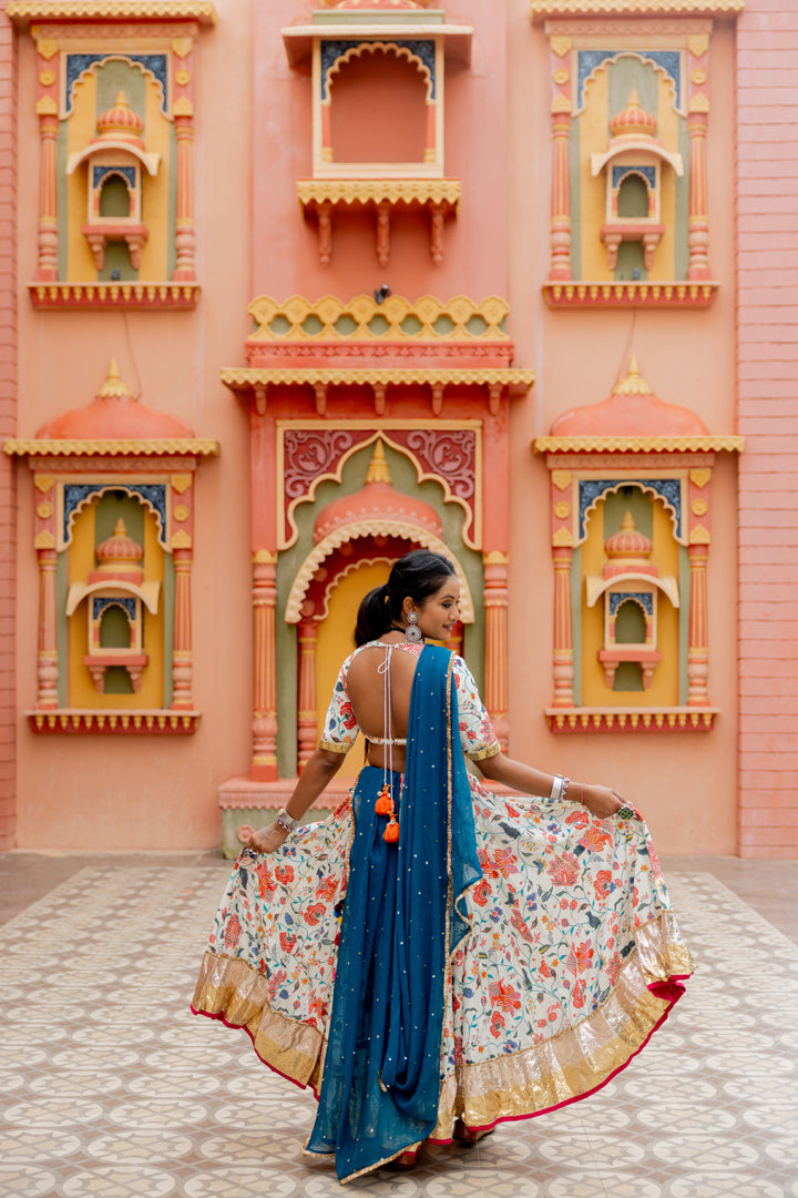 White Floral Lehenga Set