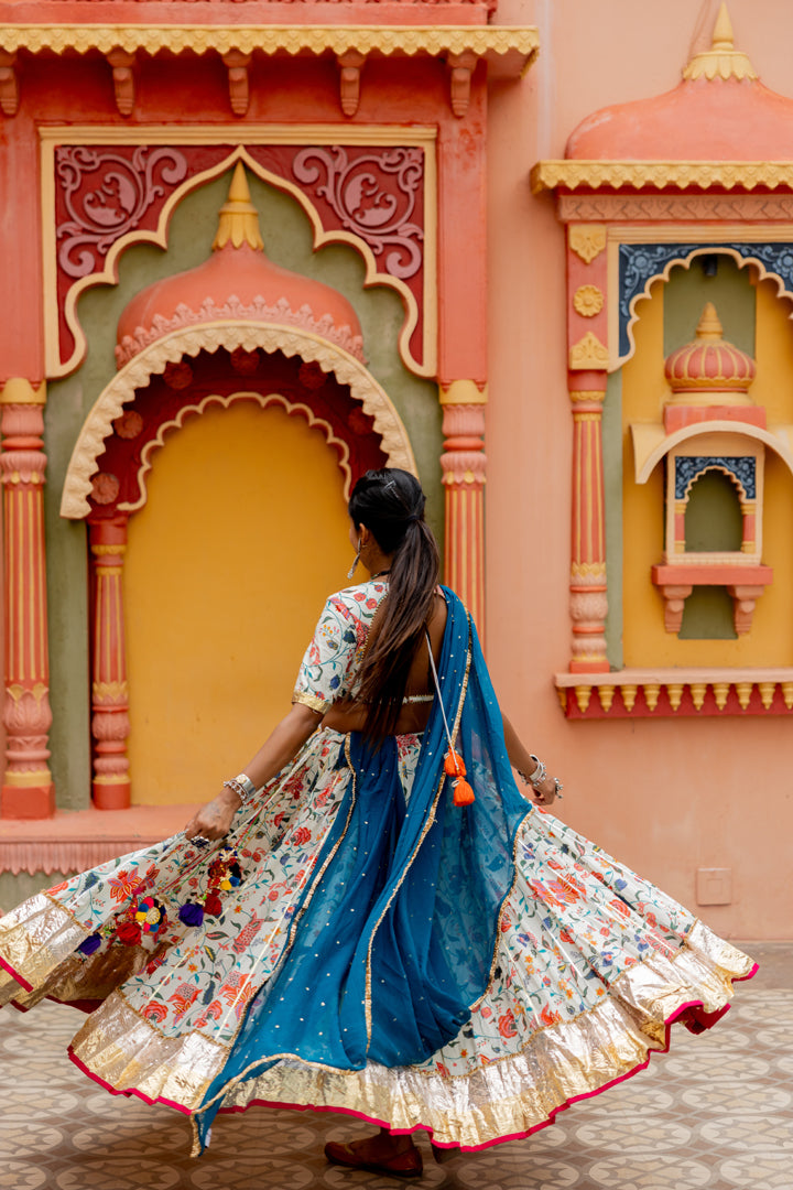 White Floral Lehenga Set