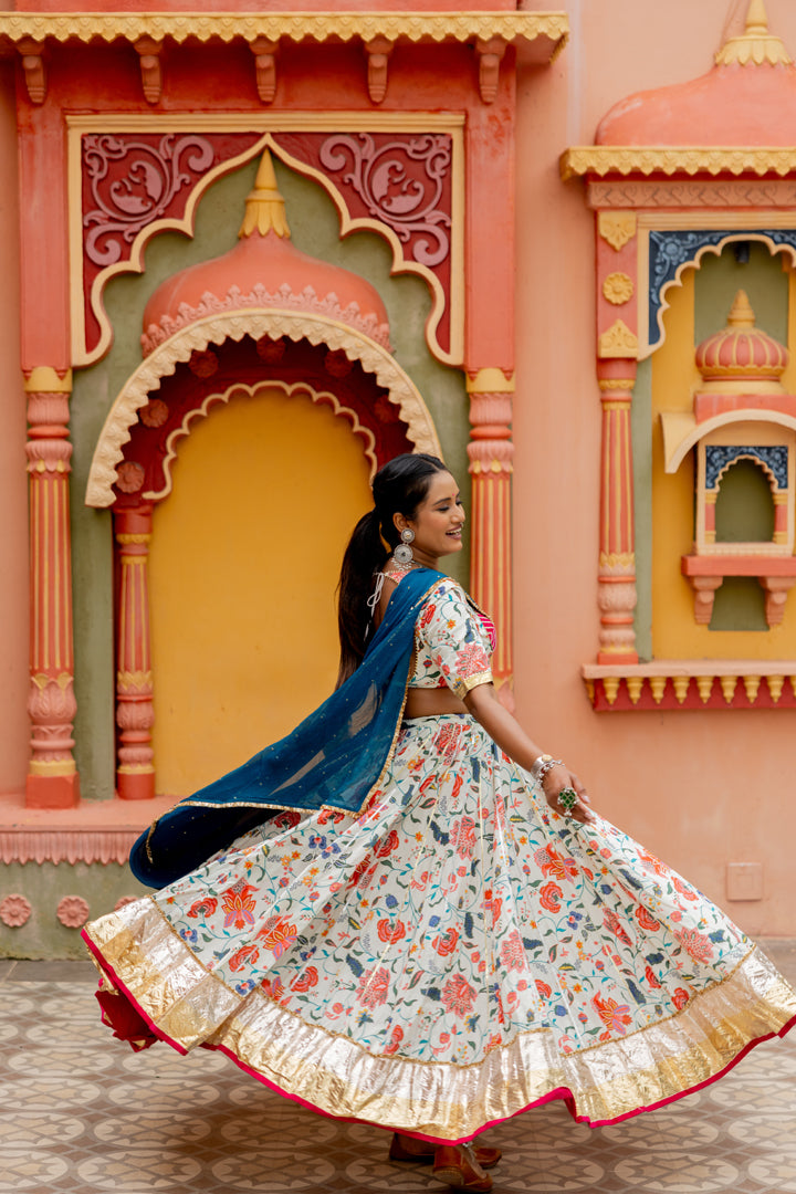 White Floral Lehenga Set
