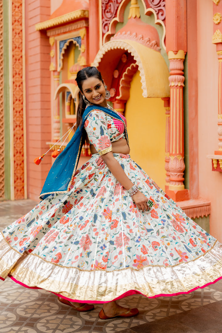 White Floral Lehenga Set