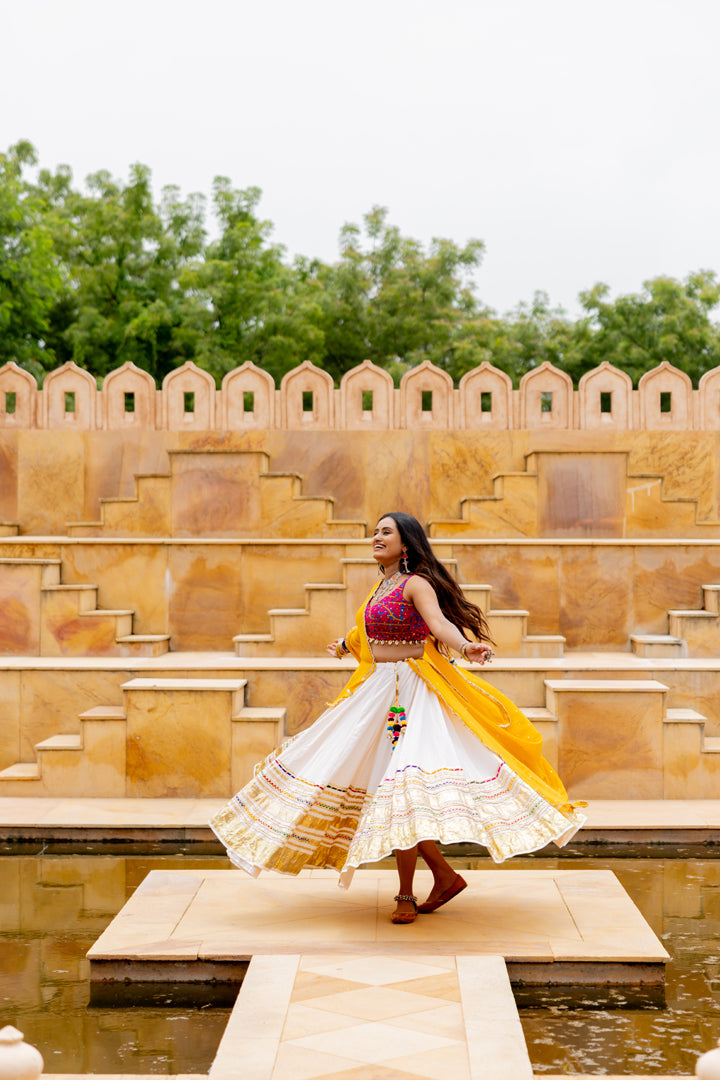 White Gradation Lehenga Set