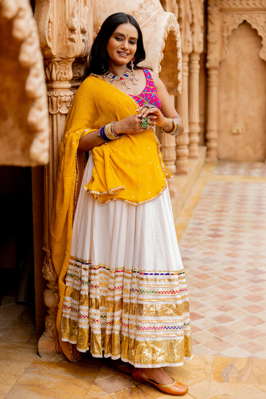 White Gradation Lehenga Set