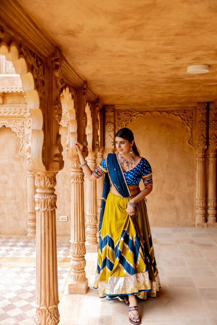 Mustard Green Lehenga Set