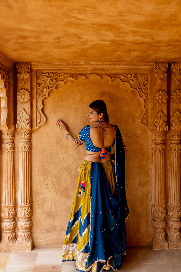 Mustard Green Lehenga Set