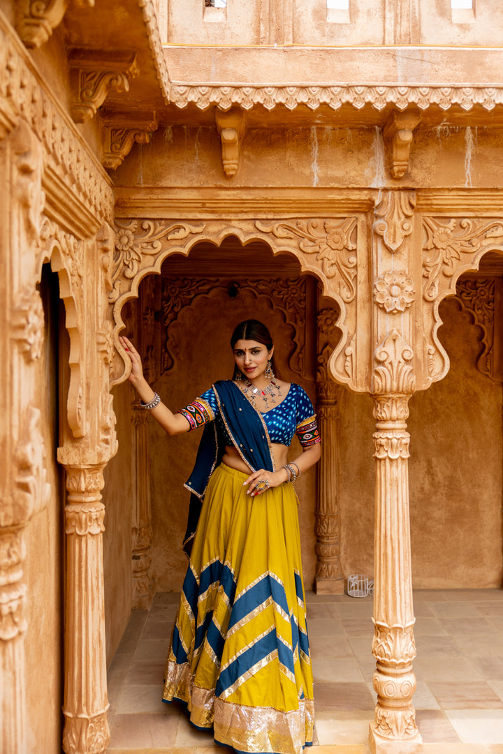 Mustard Green Lehenga Set