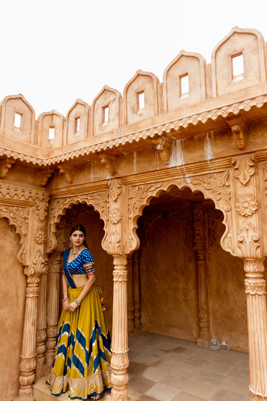 Mustard Green Lehenga Set