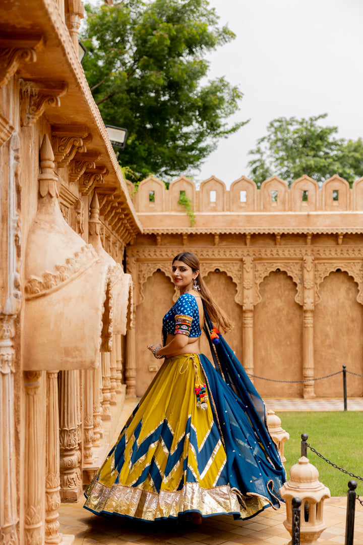 Mustard Green Lehenga Set