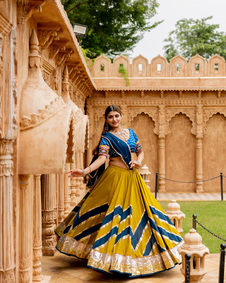 Mustard Green Cotton Skirt