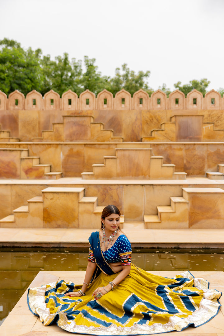 Mustard Green Cotton Skirt