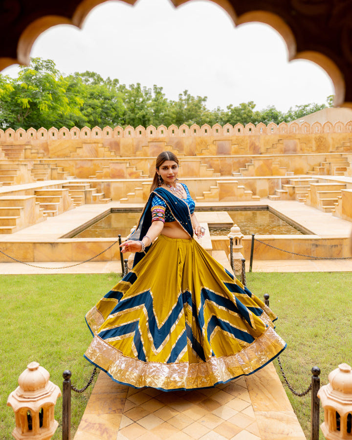 Mustard Green Lehenga Set