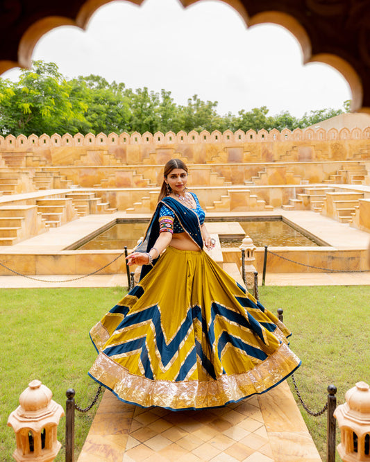 Mustard Green Lehenga Set