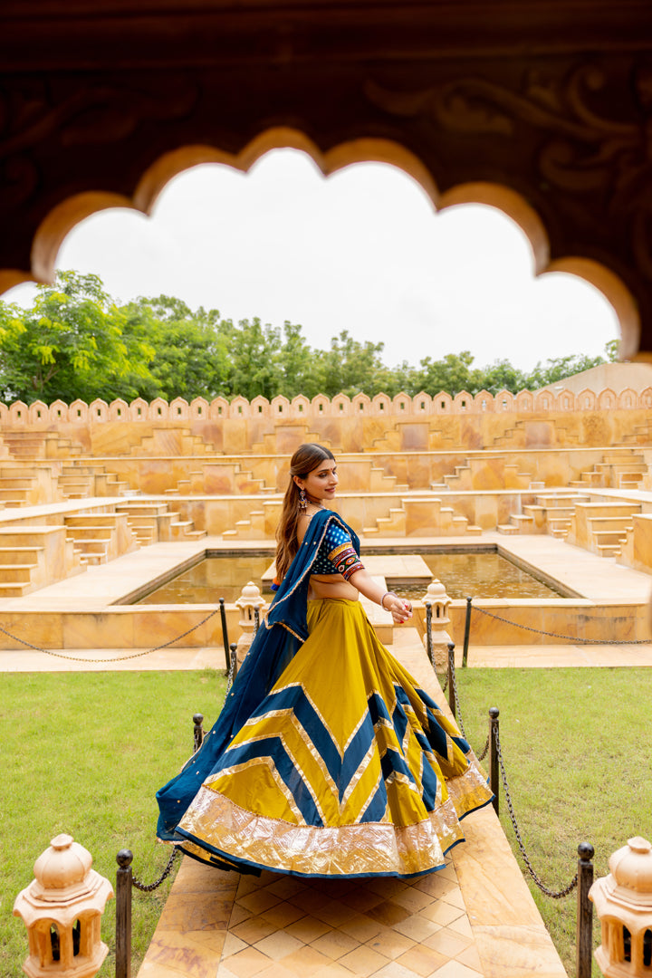 Mustard Green Lehenga Set