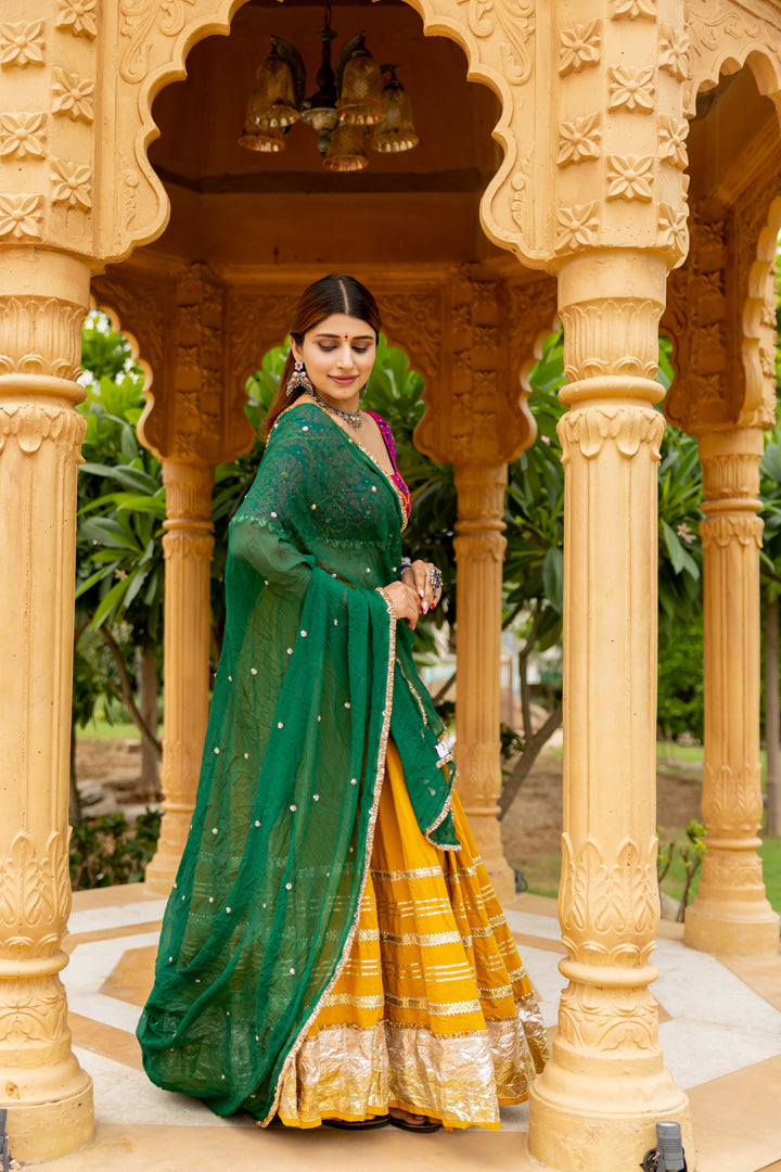Mustard Gradation Lehenga Set