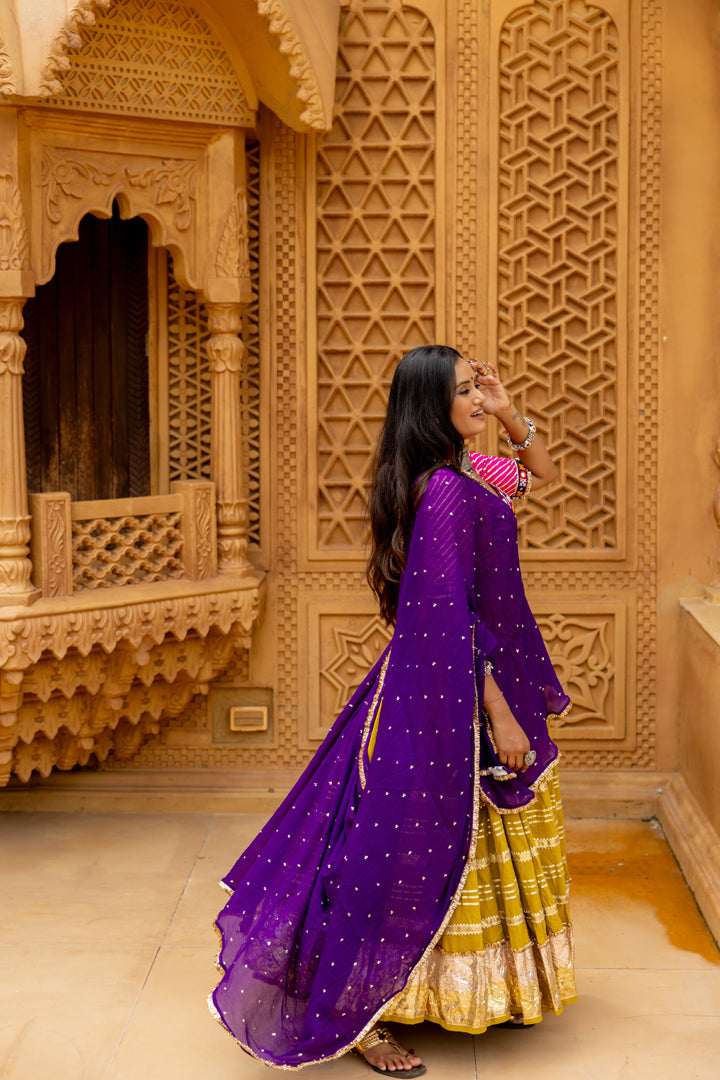 Mustard Green Lehenga Set