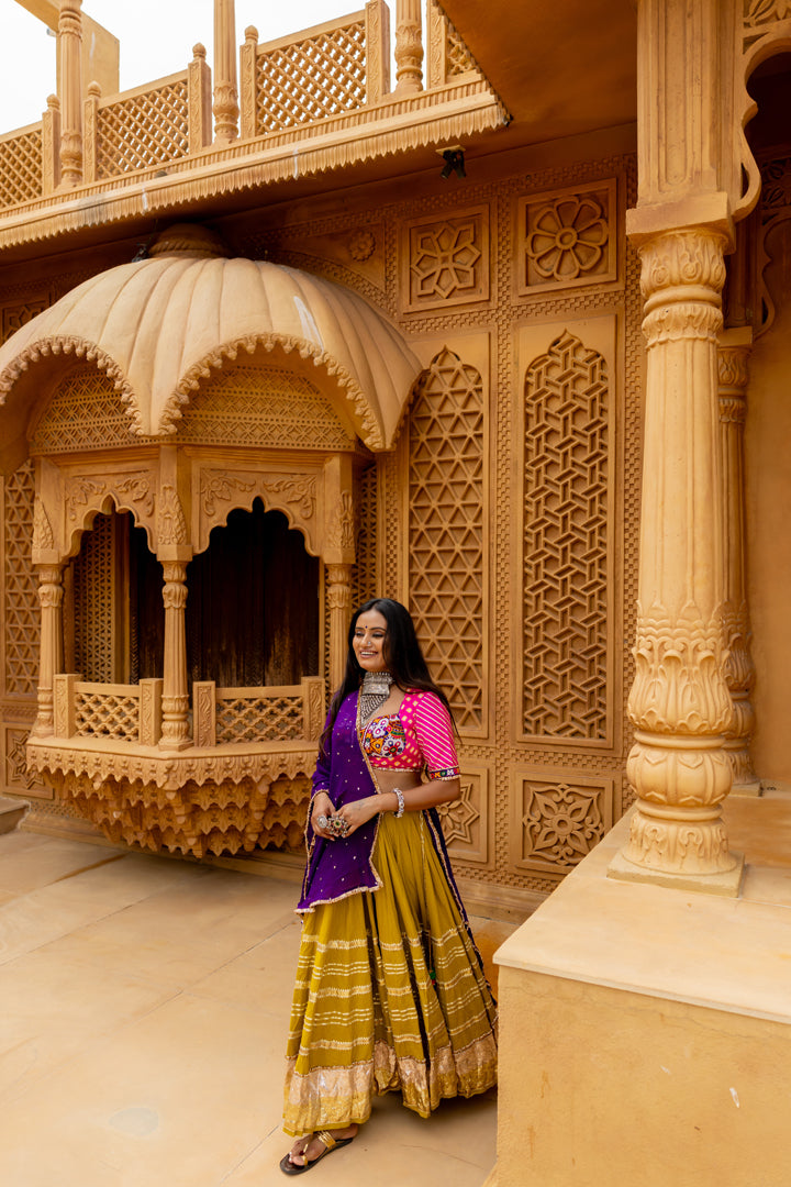 Mustard Green Lehenga Set