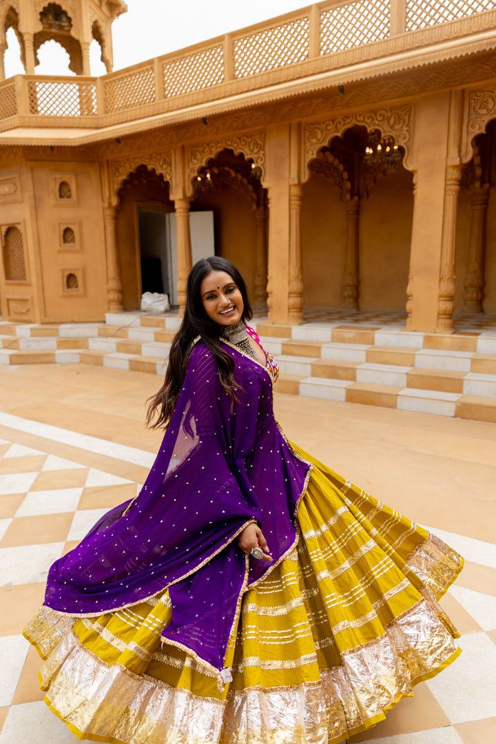 Mustard Green Lehenga Set