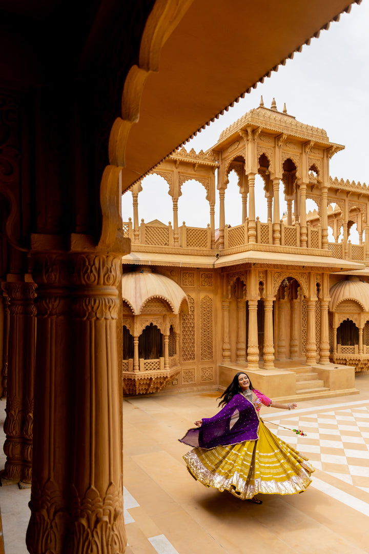 Mustard Green Lehenga Set