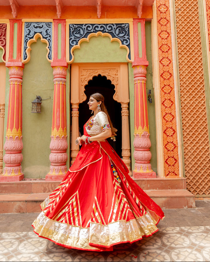Red Cotton Lehenga Set