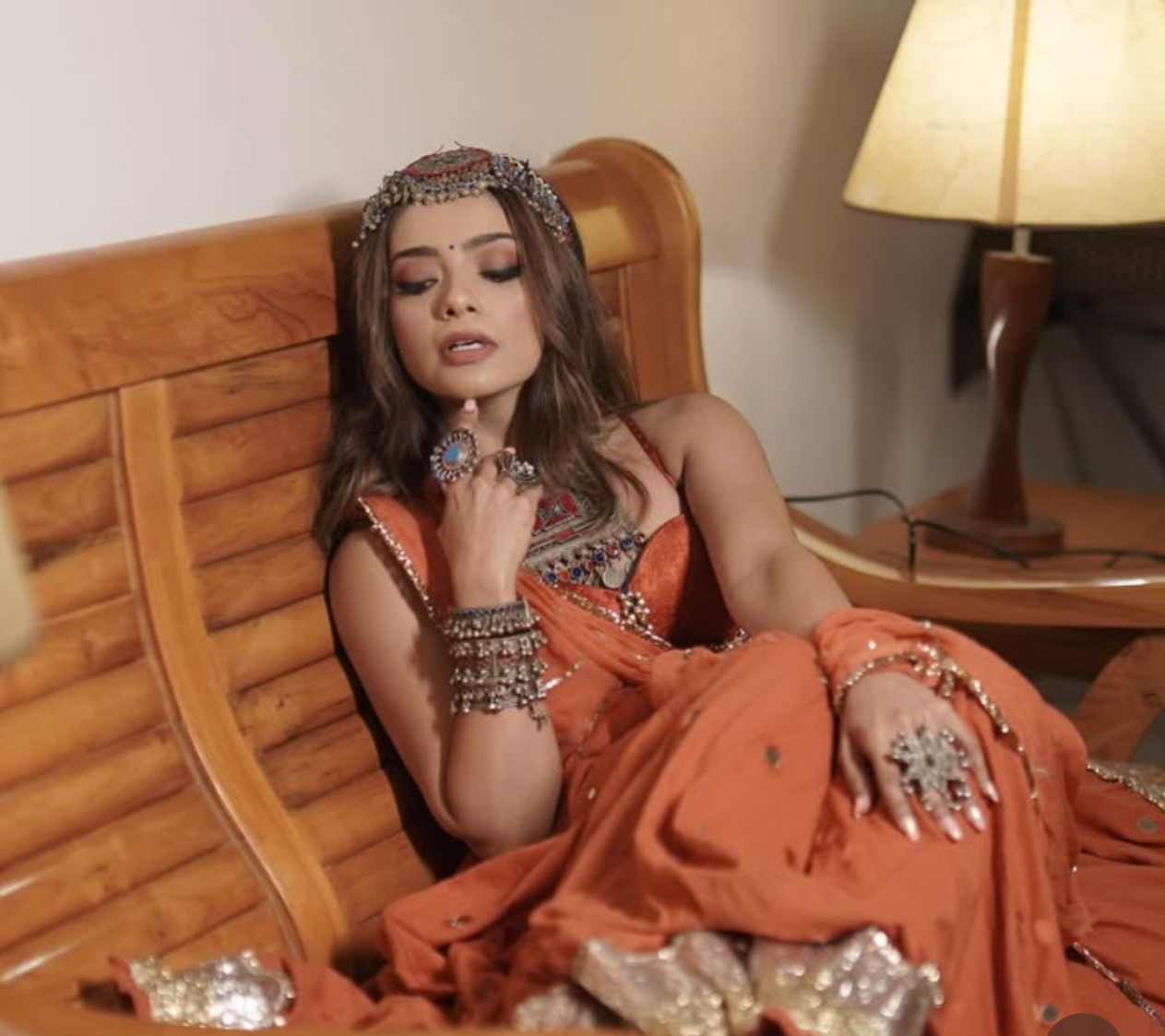 Pooja Kalyani Rust Lehenga Set