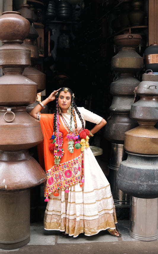 White Gradation Lehenga Set